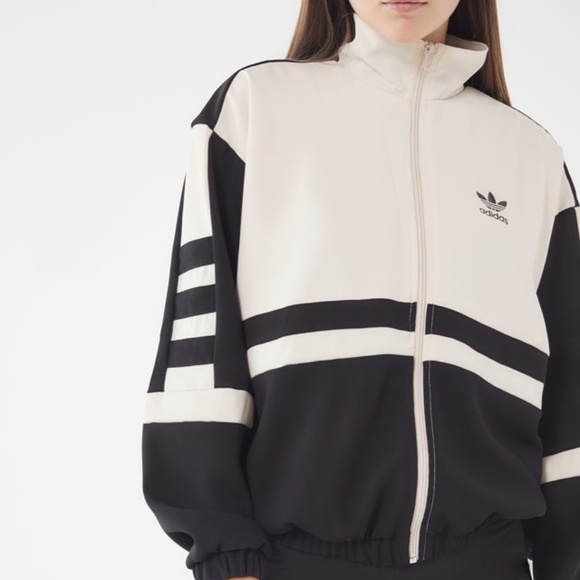 Adidas Orginials Moto Track Jacket Womens Sz Medium, Black/Linen, Lightweight - Picture 2 of 12